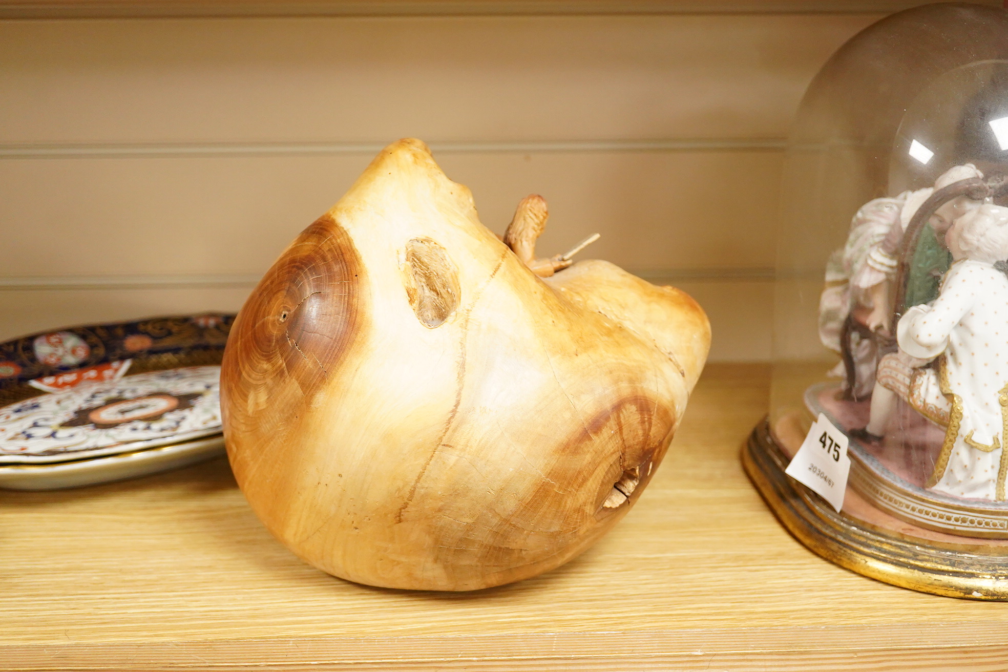 Pierre Decorse (b.1953), a large naturalistically modelled wooden sculpture depicting a figure emanating from a shell-like surround, 22cm high